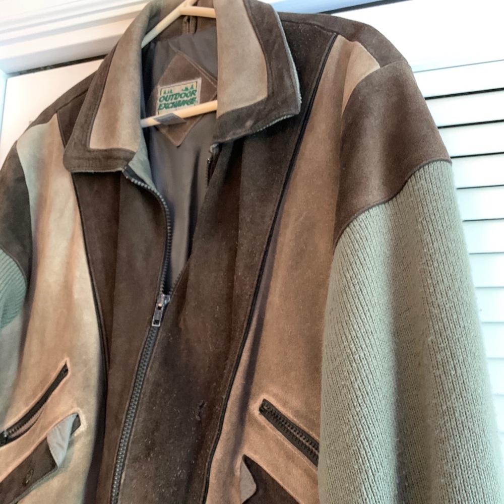 1985 Vintage leather trimmed sweater jacket